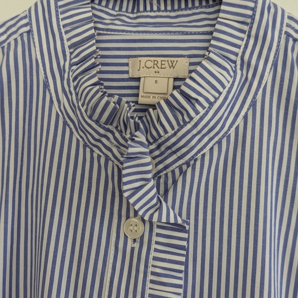 Ladies J. Crew Ruffled Collar Button Up Blouse Size Small - Picture 3 of 6